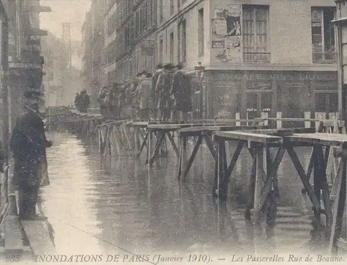 ALTE POSTKARTE PARIS HOCHWASSER 1910 RUE DE BEAUNE Flut Flood Inondations crue Ansichtskarte postcard cpa AK