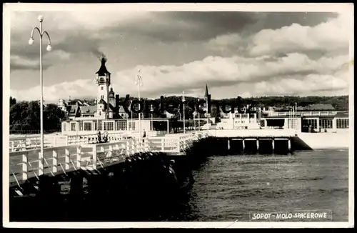 ALTE POSTKARTE SOPOT MOLO SPACEROWE 1959 Polska Polen Poland Pologne Zoppot Mole Kai Hafen cpa postcard AK Ansichtskarte