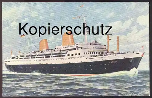 POSTKARTE SCHIFF MS EUROPA NORDDEUTSCHER LLOYD BREMEN Motorschiff ship bateau Max Vogt-Vilseck postcard Ansichtskarte