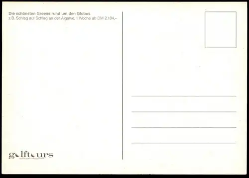 POSTKARTE TERRAIN DE GOLF GREEN WERBUNG GOLFTOURS SCHLAG AUF SCHLAG ALGARVE PORTUGAL cpa postcard AK Ansichtskarte