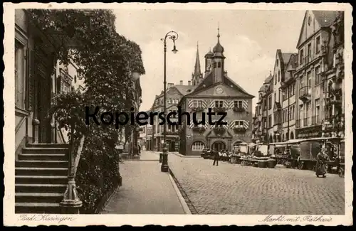 ALTE POSTKARTE BAD KISSINGEN MARKT MIT RATHAUS Städtische Sparkasse marché market AK Ansichtskarte cpa postcard