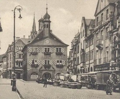 ALTE POSTKARTE BAD KISSINGEN MARKT MIT RATHAUS Städtische Sparkasse marché market AK Ansichtskarte cpa postcard