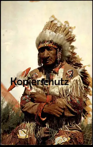 POSTKARTE OLD INDIAN CHIEF Indianer Indians Indien Kopfschmuck feather headdress coiffe cpa postcard AK Ansichtskarte