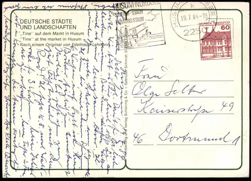 ÄLTERE KÜNSTLER POSTKARTE HUSUM NORDSEE TINE AUF DEM MARKT SIGN. EDELTRAUD LEHMANN cpa postcard AK Ansichtskarte