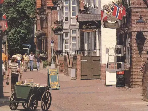 POSTKARTE HUSUM NORDSEE SCHLOSSGANG ANZEIGENBLATT NF-PALETTE Handkarren handcart charrette à bras cpa postcard AK