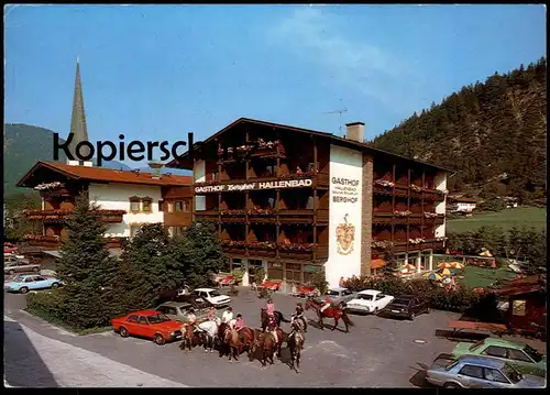 POSTKARTE ERPFENDORF IN TIROL HOTEL BERGHOF UNTERRAINER Ford Opel VW Volkswagen BMW Auto Pferde Pferd Reiter car horses