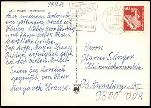 ÄLTERE POSTKARTE GÖTTINGEN JOHANNISKIRCHE VOLKSWAGEN VW BUS MERCEDES BENZ PORSCHE 911 NIVEA cpa postcard Ansichtskarte