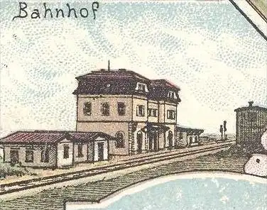 ALTE LITHO-POSTKARTE GRUSS AUS GEROLZHOFEN 1897 Rentamtsgebäude Bahnhof Marktplatz Bezirksamtsgebäude cpa postcard AK