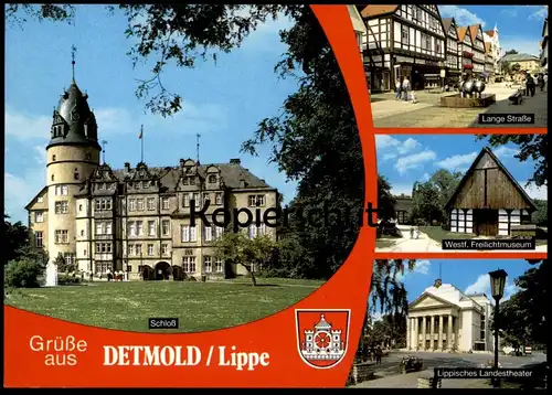 POSTKARTE DETMOLD SCHLOSS LIPPISCHES LANDESTHEATER LANGE STRASSE WESTFÄLISCHES FREILICHTMUSEUM postcard Ansichtskarte AK