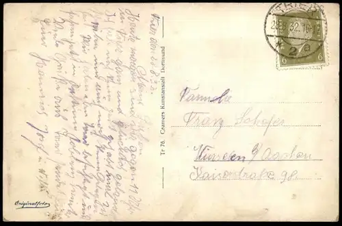 ALTE POSTKARTE TRIER MOSELPARTIE MIT MARIENSÄULE 1932 Eisenbahn Railway chemin de fer cpa postcard Ansichtskarte AK