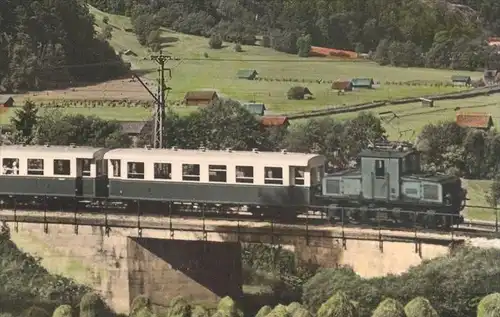 ÄLTERE POSTKARTE BAYRISCHE ZUGSPITZBAHN GEGEN WAXENSTEIN Krokodil-Lokomotive locomotive Eisenbahn Railway chemin de fer