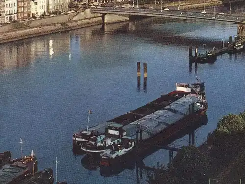 ÄLTERE POSTKARTE BREMEN BLICK ÜBER DIE WESER Frachtschiff Freight Ship Cargo Schiff Kai Hafen port havre cpa postcard AK