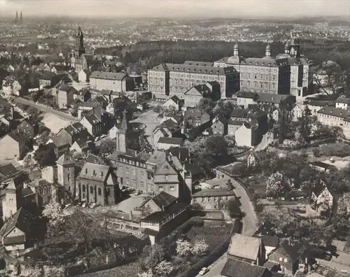 ÄLTERE POSTKARTE SCHLOSSSTADT BENSBERG LUFTBILD Fliegeraufnahme Bergisch Gladbach Ansichtskarte postcard cpa AK