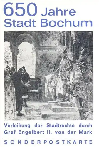 ÄLTERE POSTKARTE BOCHUM 650 JAHRE STADTRECHTE 08.06.1971 STADT Sonderstempel Briefmarke Michel 648 Katholikentag Trier