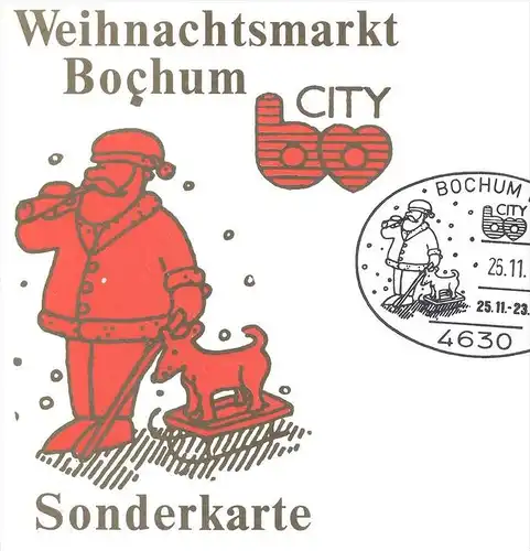 ÄLTERE SONDERKARTE BOCHUM CITY WEIHNACHTSMARKT 1992 NIKOLAUS KARTE SONDERSTEMPEL Michel Nr. 1640 Christi Geburt postcard
