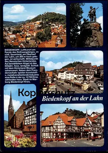 POSTKARTE BIEDENKOPF LAHN INFORMATIONEN Information storycard Ford Escort VW Polo Auto car cars postcard Ansichtskarte