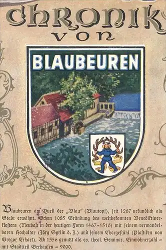 POSTKARTE CHRONIK VON BLAUBEUREN WAPPEN & GESCHICHTE STEMPEL 700 JAHRE 1967 Chronikkarte chronique chronicle storycard