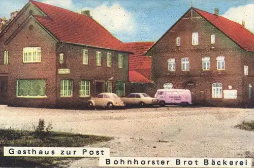 ÄLTERE POSTKARTE GRUSS AUS BOHNHORST MÜHLE TILLY LINDE GASTHAUS ZUR POST BAUM tree VW Opal molen windmill Warmsen Uchte
