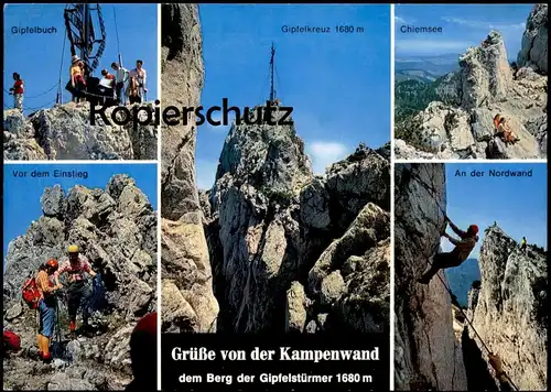 POSTKARTE GRÜSSE VON DER KAMPENWAND BEI ASCHAU BERGSTEIGER NORDWAND GIPFELKREUZ mountain climber alpiniste montagne