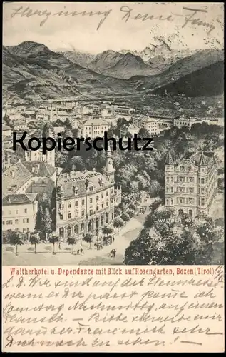 ALTE POSTKARTE WALTHER HOTEL & DEPENDANCE BOZEN TIROL Walther von der Vogelweide Bolzano Alto Adige Val Gardena Dolomiti