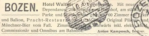 ALTE POSTKARTE WALTHER HOTEL & DEPENDANCE BOZEN TIROL Walther von der Vogelweide Bolzano Alto Adige Val Gardena Dolomiti