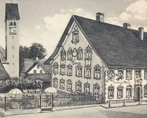 ALTE POSTKARTE ALTUSRIED OBERALLGÄU GASTHOF ZUM BÄREN INHABER GEORG & MARIA IMMLER Oberallgäu Ansichtskarte postcard cpa