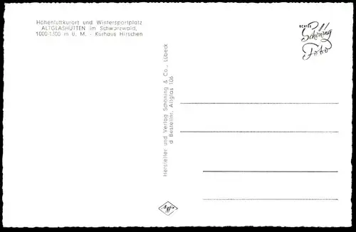 ÄLTERE POSTKARTE ALTGLASHÜTTEN KURHAUS HIRSCHEN WINTER SCHNEE SCHWARZWALD Feldberg snow black forest Altglashuetten cpa
