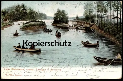 ALTE POSTKARTE BENSBERG HAUS STEINBRECHE EHEM. RITTERGUT Boote Boot boat Bergisch Gladbach Ansichtskarte postcard cpa AK