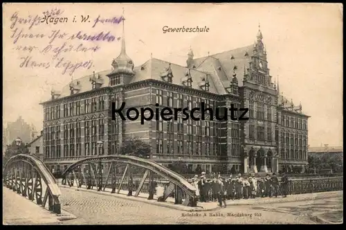 ALTE POSTKARTE HAGEN IN WESTFALEN GEWERBESCHULE 1902 Schule school école cpa postcard AK Ansichtskarte