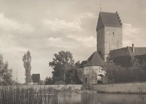 ALTE POSTKARTE DINKELSBÜHL ROTHENBURGER TOR See Teich gate porte cpa postcard AK Ansichtskarte