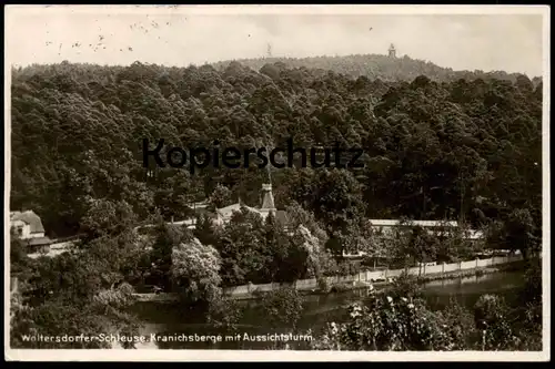 ALTE POSTKARTE WOLTERSDORFER SCHLEUSE KRANICHSBERGE MIT AUSSICHTSTURM Woltersdorf Turm tower tour cpa postcard AK