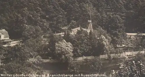 ALTE POSTKARTE WOLTERSDORFER SCHLEUSE KRANICHSBERGE MIT AUSSICHTSTURM Woltersdorf Turm tower tour cpa postcard AK