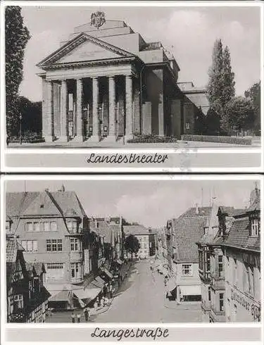 ÄLTERE POSTKARTE DETMOLD LANDKARTE LANGESTRASSE HERMANNSDENKMAL KRUMME STRASSE RATHAUS THEATER map carte géographique