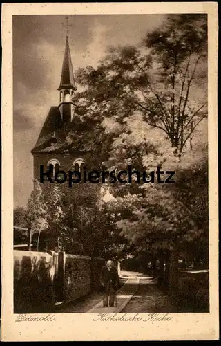 ALTE POSTKARTE DETMOLD KATHOLISCHE KIRCHE ALTER MANN old man homme vieux postcard cpa AK Ansichtskarte