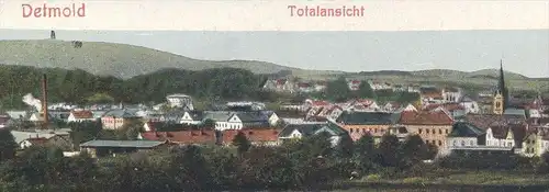 ALTE POSTKARTE LIPPE-DETMOLD EINE WUNDERSCHÖNE STADT TOTALANSICHT SCHLOSS HERMANNS-DENKMAL LIED chanson song postcard AK