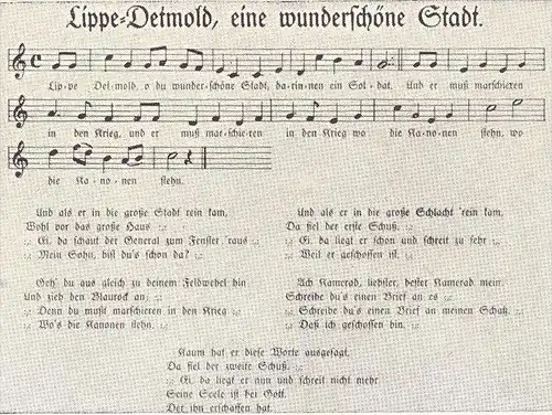 ALTE POSTKARTE LIPPE-DETMOLD EINE WUNDERSCHÖNE STADT TOTALANSICHT SCHLOSS HERMANNS-DENKMAL LIED chanson song postcard AK