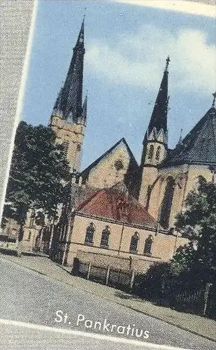 ÄLTERE POSTKARTE GRÜSSE AUS EMSDETTEN HOF DEITMAR PROGYMNASIUM REALSCHULE KIRCHE Schule school church postcard cpa AK