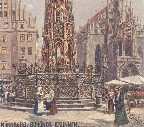 ALTE POSTKARTE OILETTE RAPHAEL TUCK POSTCARD DEUTSCHE STÄDTE SERIE 1 Nürnberg No.611E KÜNSTLER CHARLES F. FLOWER
