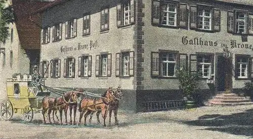 ALTE POSTKARTE GRUSS AUS SIMONSWALD GASTHAUS ZUR KRONE POST KUTSCHE Vierspänner Attelage à quattre Baum Tree Arbre cpa