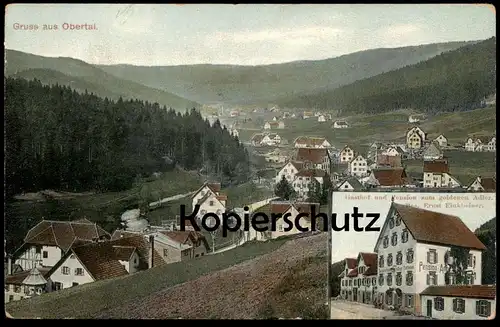 ALTE POSTKARTE GRUSS AUS OBERTAL GASTHOF UND PENSION ZUM GOLDENEN ADLER BES. ERNST FINKBEINER Baiersbronn Schwarzwald AK