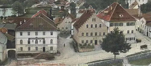 ALTE POSTKARTE GRUSS AUS REGEN GASTHOF ZUR POST PANORAMA Verlag H. N. Buchbinderei Roth postcard cpa AK Ansichtskarte