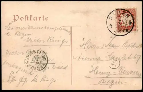 ALTE POSTKARTE GRUSS AUS REGEN GASTHOF ZUR POST PANORAMA Verlag H. N. Buchbinderei Roth postcard cpa AK Ansichtskarte