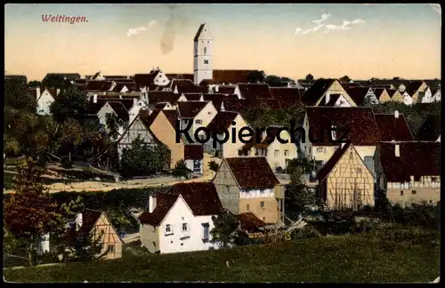 ALTE POSTKARTE WEITINGEN PANORAMA TOTALANSICHT EUTINGEN IM GÄU Baden-Württemberg cpa postcard AK Ansichtskarte