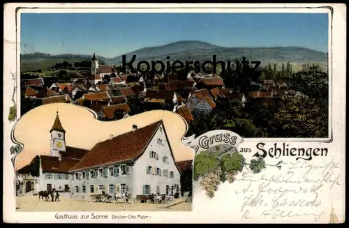 ALTE POSTKARTE GRUSS AUS SCHLIENGEN GASTHAUS ZUR SONNE BESITZER OTTO MAIER Kreis Lörrach cpa postcard AK Ansichtskarte
