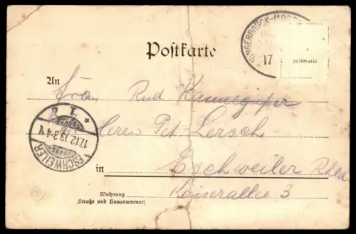 ALTE POSTKARTE GRUSS VOM BAHNHOF SIMMERN STATIONSGEBÄUDE Dampflok Waggons Zug Station gare train railway Eisenbahn cpa