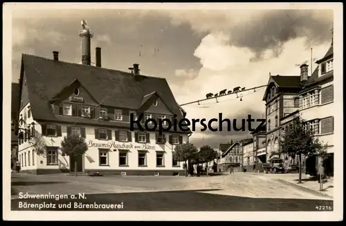 ALTE POSTKARTE SCHWENNINGEN AM NECKAR BÄRENPLATZ & BÄRENBRAUEREI Brauerei Brewery Brasserie Ours Bear LKW Pickup Camion