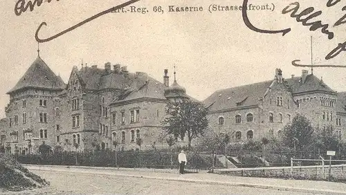 ALTE POSTKARTE GRUSS AUS LAHR ART.-REG. 66 KASERNE STRASSENFRONT OFFIZIERS-KASINO Caserne Casern cpa postcard AK