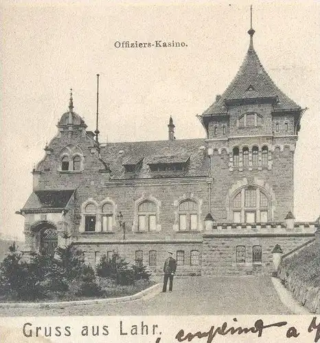 ALTE POSTKARTE GRUSS AUS LAHR ART.-REG. 66 KASERNE STRASSENFRONT OFFIZIERS-KASINO Caserne Casern cpa postcard AK