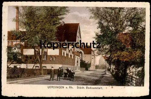 ALTE POSTKARTE UERDINGEN AM RHEIN STÄDTISCHE BADEANSTALT Kinder Bad Schwimmbad Swimming Bath Piscine Crefeld Krefeld cpa