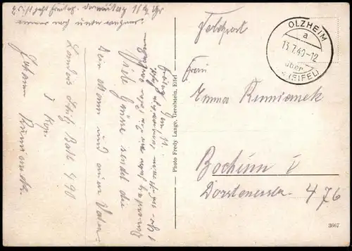 ALTE POSTKARTE GEROLSTEIN EIFEL PHOTO FREDY LANGE BAHNHOF FELDPOST 1940 station gare cpa postcard AK Ansichtskarte